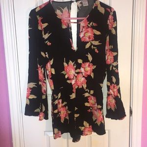 Black floral romper